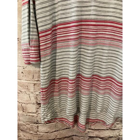 Christopher Banks Sunday Top Womens 1X Gray Red Striped Cowl Neck Stretch Plus - Picture 2 of 13